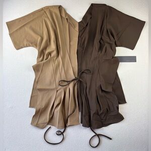 S Deer Elegant Two-Tone Women's Wrap Blouse